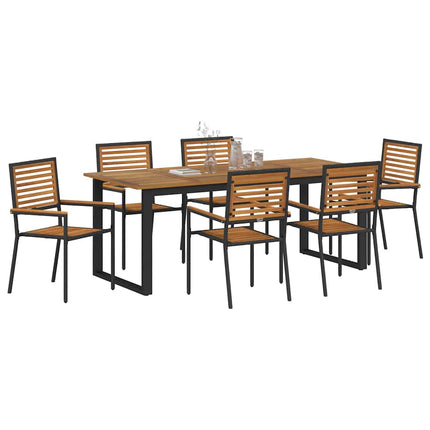 Trädgårdsmöbelset 7 pcs Svart Massivt Akaciaträ