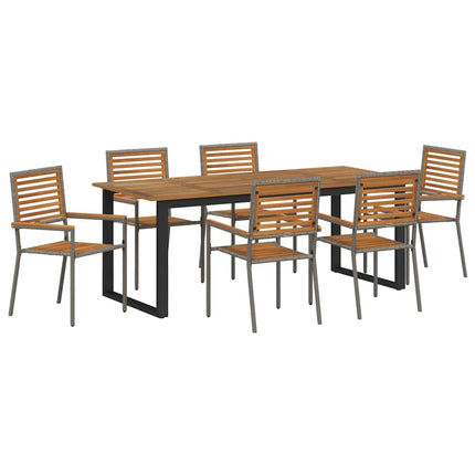 Trädgårdsmöbelset 7 pcs Grå Massivt Akaciaträ