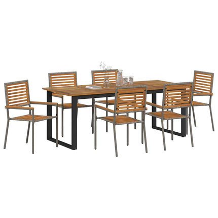 Trädgårdsmöbelset 7 pcs Grå Massivt Akaciaträ