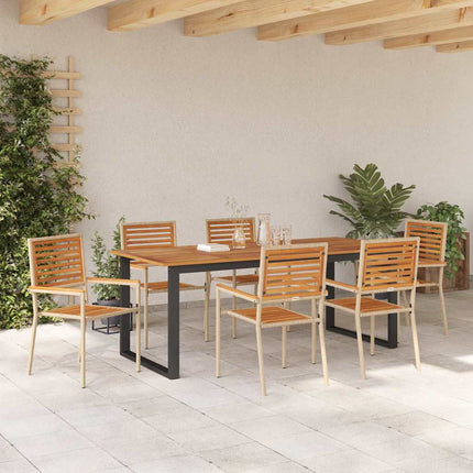 Trädgårdsmöbelset 7 pcs Beige Massivt Akaciaträ
