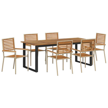 Trädgårdsmöbelset 7 pcs Beige Massivt Akaciaträ