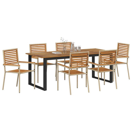 Trädgårdsmöbelset 7 pcs Beige Massivt Akaciaträ