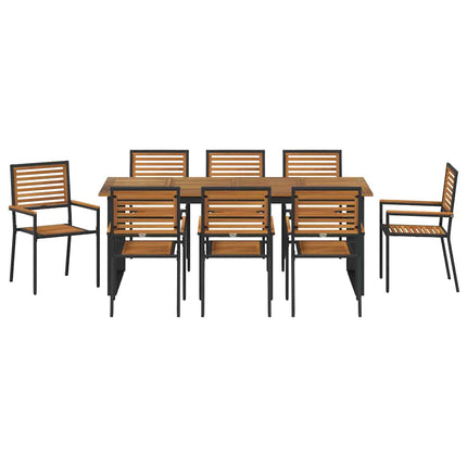 Trädgårdsmöbelset 9 pcs Svart Massivt Akaciaträ