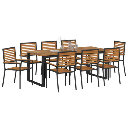 Trädgårdsmöbelset 9 pcs Svart Massivt Akaciaträ