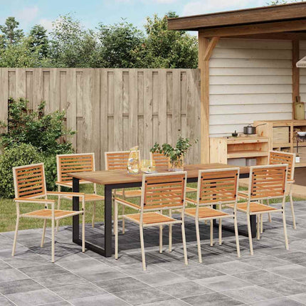 Trädgårdsmöbelset 9 pcs Beige Massivt Akaciaträ