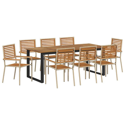 Trädgårdsmöbelset 9 pcs Beige Massivt Akaciaträ