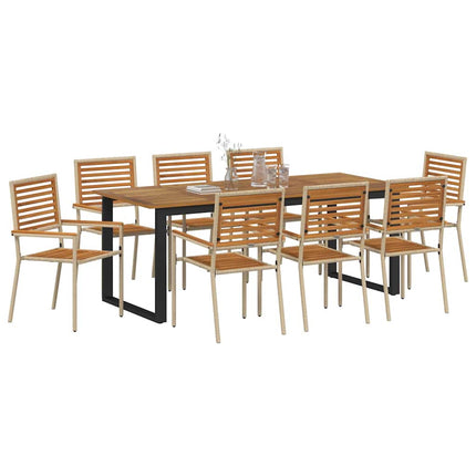 Trädgårdsmöbelset 9 pcs Beige Massivt Akaciaträ
