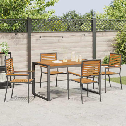 Trädgårdsmöbelset 5 pcs Svart och Brunt konstrotting