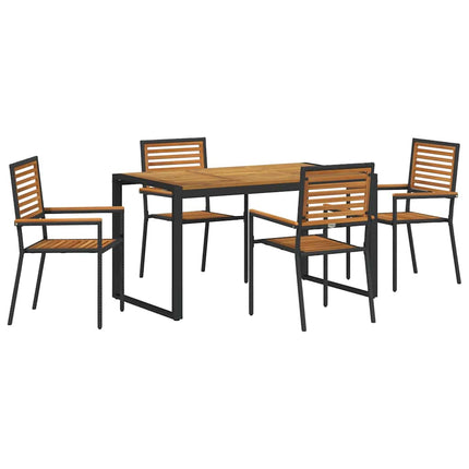 Trädgårdsmöbelset 5 pcs Svart och Brunt konstrotting