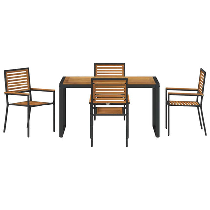 Trädgårdsmöbelset 5 pcs Svart och Brunt konstrotting