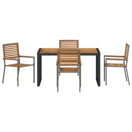 Trädgårdsmöbelset 5 pcs Grå och Brun konstrotting