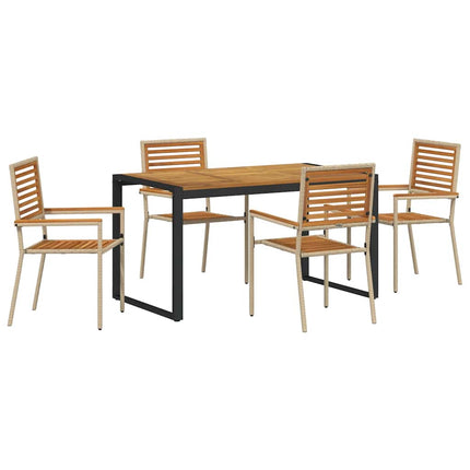 Trädgårdsmöbelset 5 pcs Beige och brun konstrotting