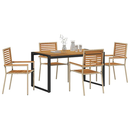 Trädgårdsmöbelset 5 st Beige och brun konstrotting