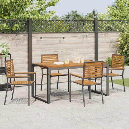 Trädgårdsmöbelset 5 pcs Svart och Brunt konstrotting
