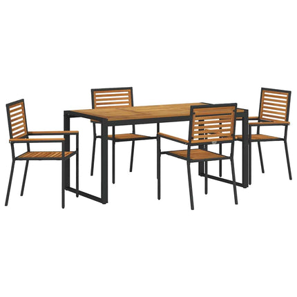 Trädgårdsmöbelset 5 pcs Svart och Brunt konstrotting