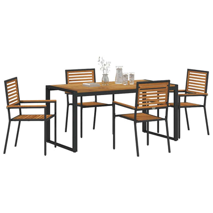 Trädgårdsmöbelset 5 pcs Svart och Brunt konstrotting