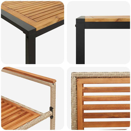 Trädgårdsmöbelset 5 pcs Beige och brun konstrotting