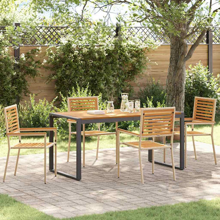 Trädgårdsmöbelset 5 pcs Beige och brun konstrotting