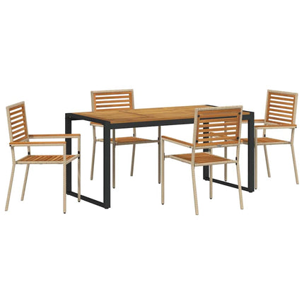 Trädgårdsmöbelset 5 st Beige och brun konstrotting