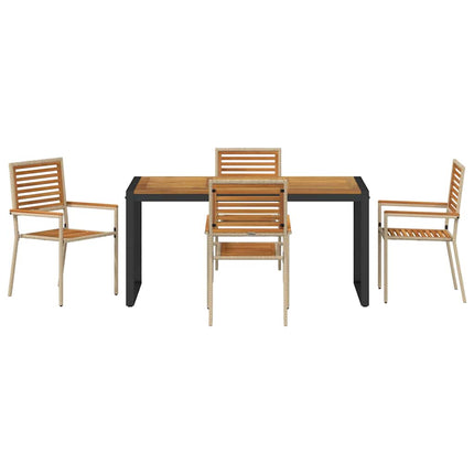 Trädgårdsmöbelset 5 st Beige och brun konstrotting