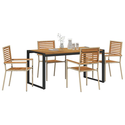 Trädgårdsmöbelset 5 st Beige och brun konstrotting