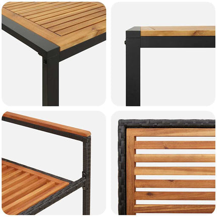Trädgårdsmöbelset 7 pcs Svart och Brunt konstrotting