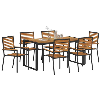 Trädgårdsmöbelset 7 pcs Svart och Brunt konstrotting