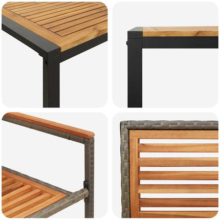Trädgårdsmöbelset 7 pcs Grå och Brun konstrotting