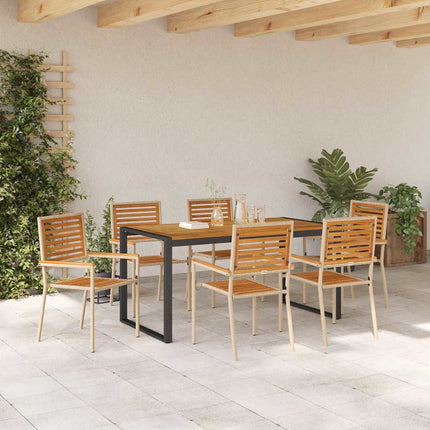 Trädgårdsmöbelset 7 pcs Beige och brun konstrotting
