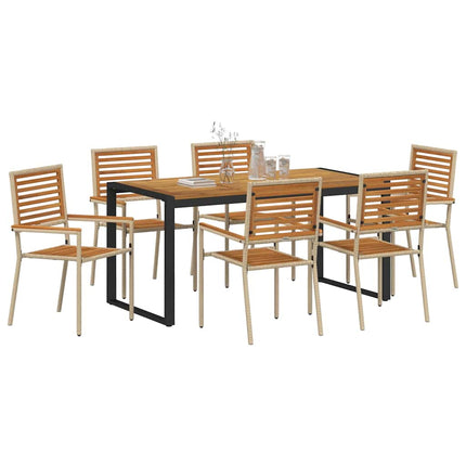 Trädgårdsmöbelset 7 pcs Beige och brun konstrotting
