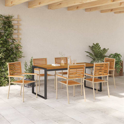 Trädgårdsmöbelset 7 st Beige och brun konstrotting