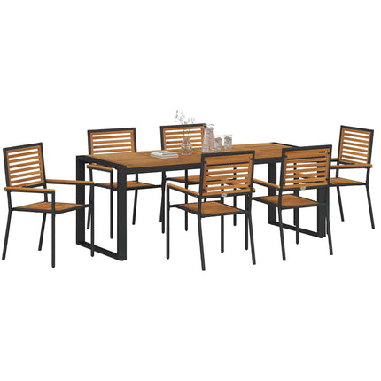 Trädgårdsmöbelset 7 pcs Svart och Brunt konstrotting