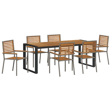 Trädgårdsmöbelset 7 pcs Grå och Brun konstrotting