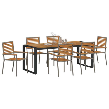 Trädgårdsmöbelset 7 pcs Grå och Brun konstrotting