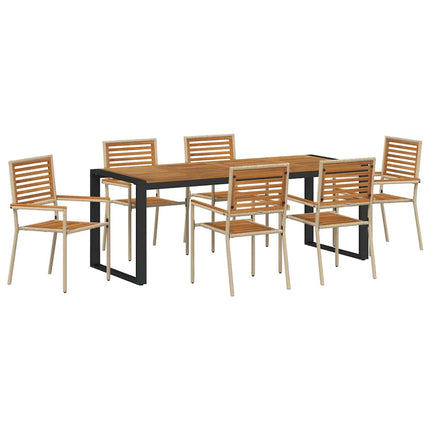Trädgårdsmöbelset 7 pcs Beige och brun konstrotting