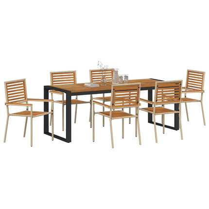 Trädgårdsmöbelset 7 pcs Beige och brun konstrotting