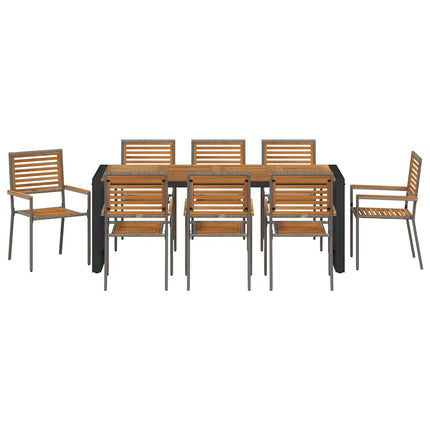 Trädgårdsmöbelset 9 pcs Grå och Brun konstrotting