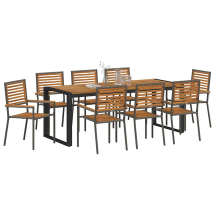 Trädgårdsmöbelset 9 pcs Grå och Brun konstrotting