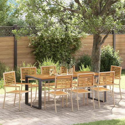 Trädgårdsmöbelset 9 pcs Beige och brun konstrotting