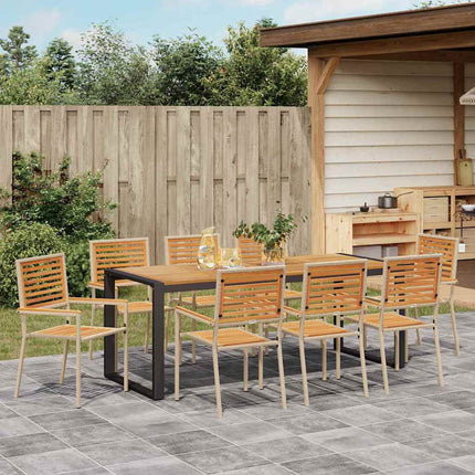 Trädgårdsmöbelset 9 pcs Beige och brun konstrotting