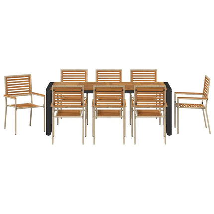 Trädgårdsmöbelset 9 pcs Beige och brun konstrotting