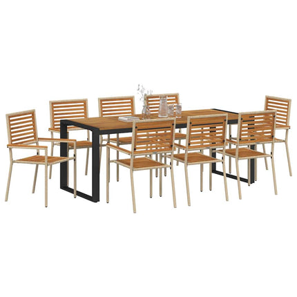 Trädgårdsmöbelset 9 pcs Beige och brun konstrotting