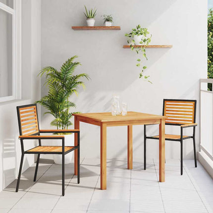 Trädgårdsmöbelset 3 pcs Svart Massivt Akaciaträ