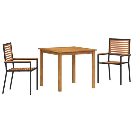 Trädgårdsmöbelset 3 pcs Svart Massivt Akaciaträ