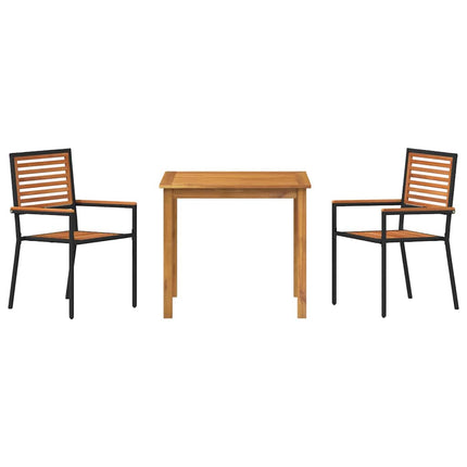 Trädgårdsmöbelset 3 pcs Svart Massivt Akaciaträ