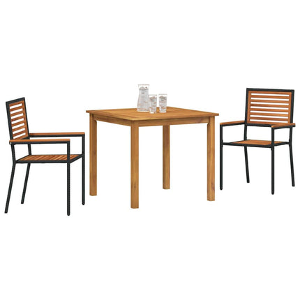 Trädgårdsmöbelset 3 pcs Svart Massivt Akaciaträ