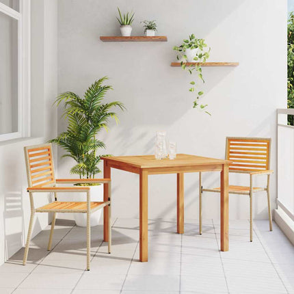 Trädgårdsmöbelset 3 st Beige Massivt Akaciaträ