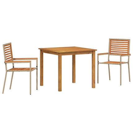 Trädgårdsmöbelset 3 st Beige Massivt Akaciaträ