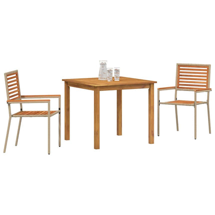 Trädgårdsmöbelset 3 pcs Beige Massivt Akaciaträ