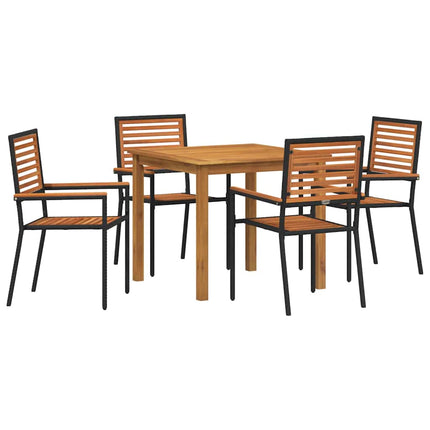 Trädgårdsmöbelset 5 pcs Svart Massivt Akaciaträ